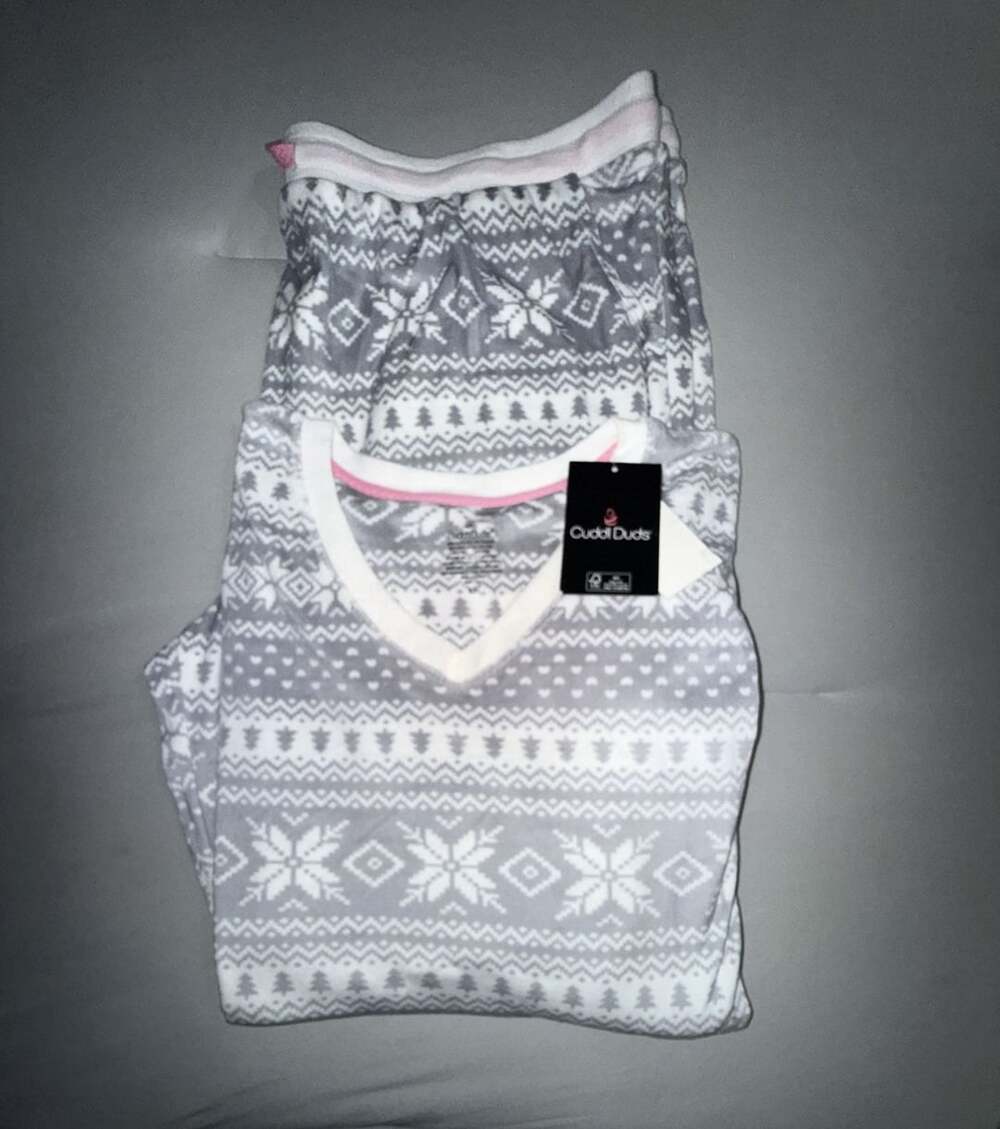 Cuddl Duds Pajama Set Grey Fair Isle Nordic Fleece